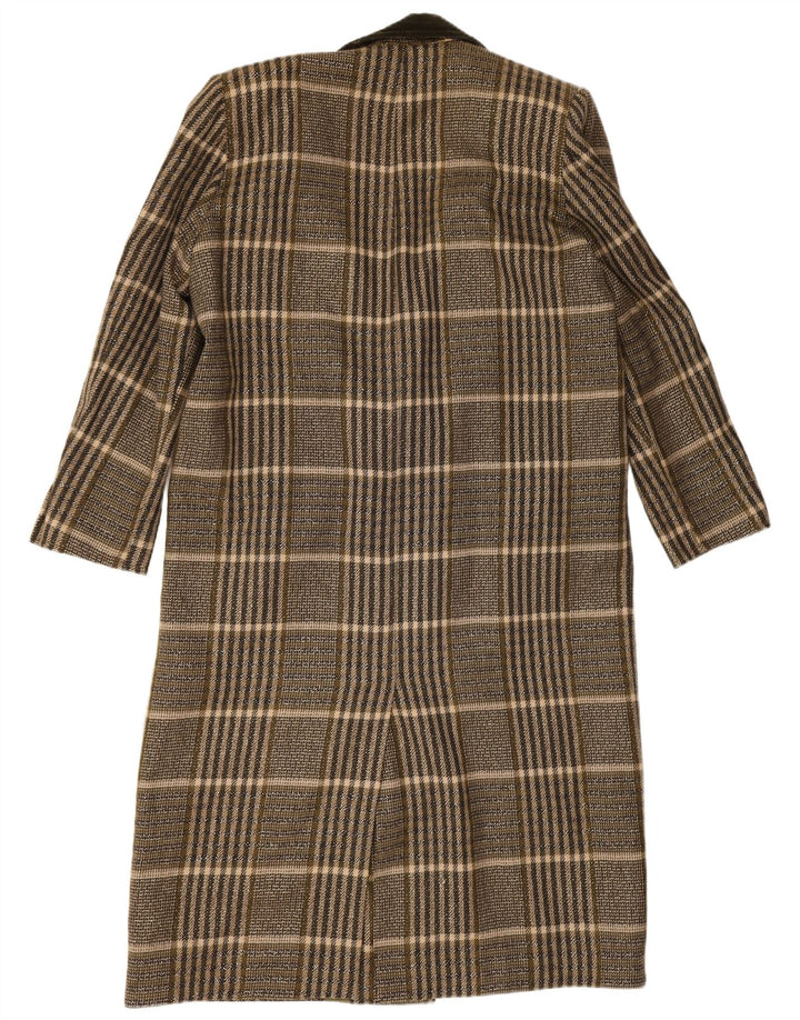 Vintage damski płaszcz oversize UK 14 Medium Khaki Check