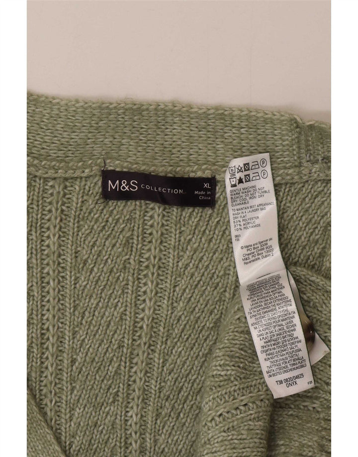 Marks & Spencer Damski sweter kardigan UK 18 XL Zielony poliester