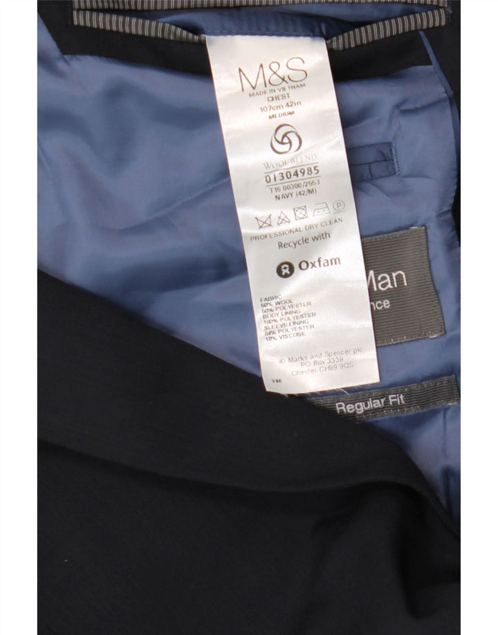 Marks & Spencer Męska marynarka zapinana na 2 guziki UK 42, duża, granatowa, wełniana