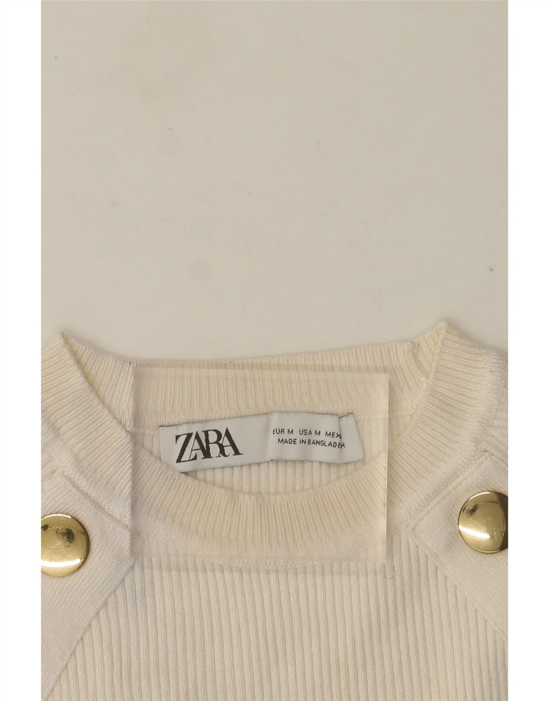 Sweter damski Zara z okrągłym dekoltem UK 12, średni biały