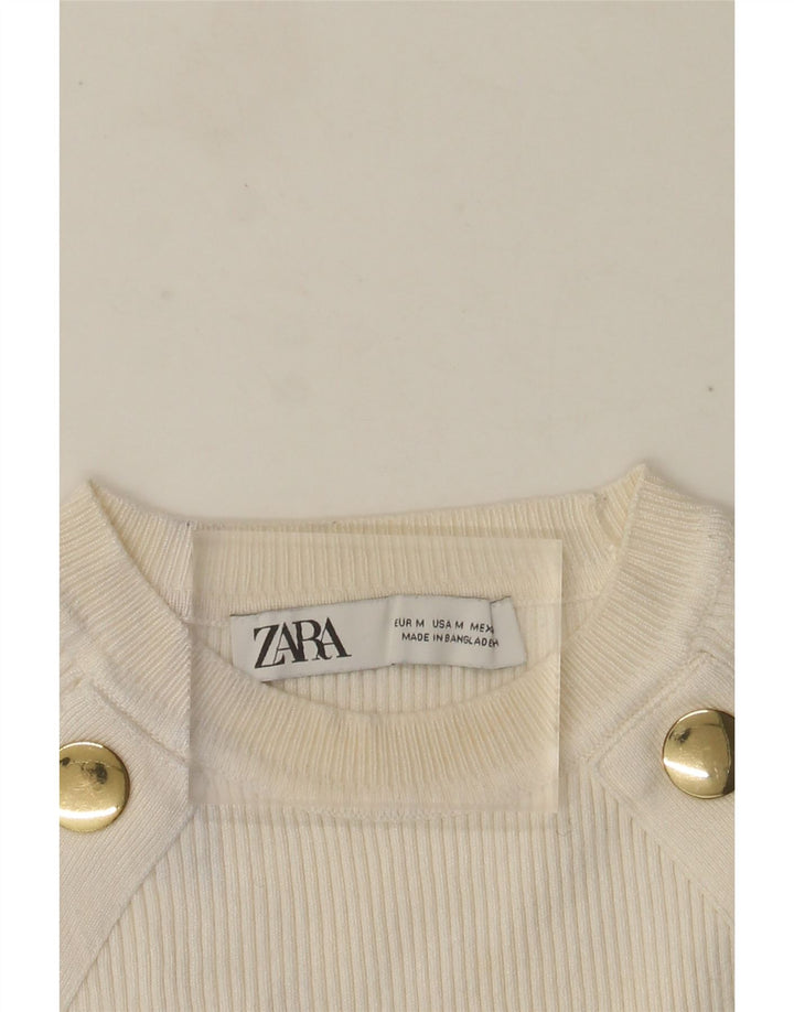 Sweter damski Zara z okrągłym dekoltem UK 12, średni biały