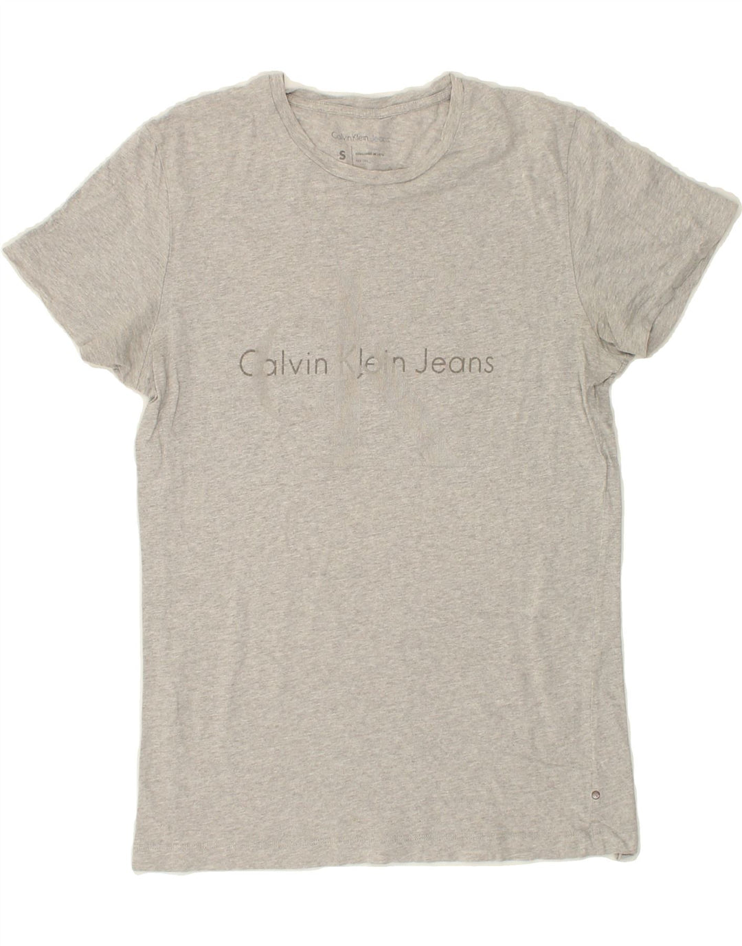CALVIN KLEIN Mens Graphic T-Shirt Top Small Grey Vintage Calvin Klein and Second-Hand Calvin Klein from Messina Hembry 