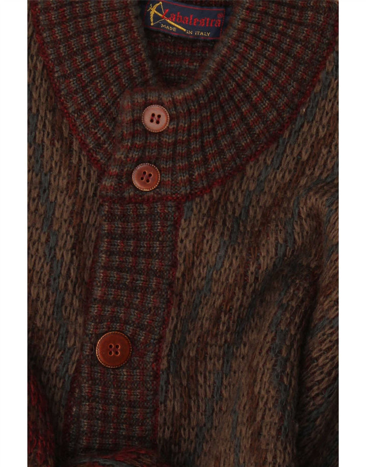 Sweter męski w stylu vintage, średni bordowy, geometryczny