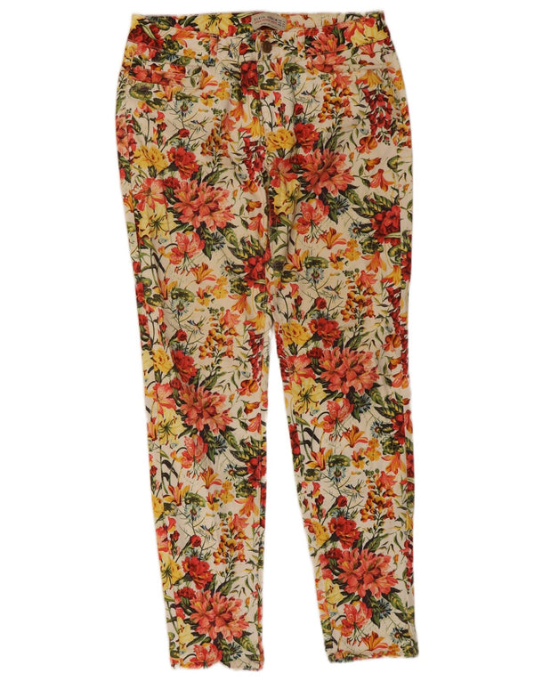 Spodnie damskie Zara Slim Casual EU 38 Small W28 L28 Wielokolorowe kwiaty