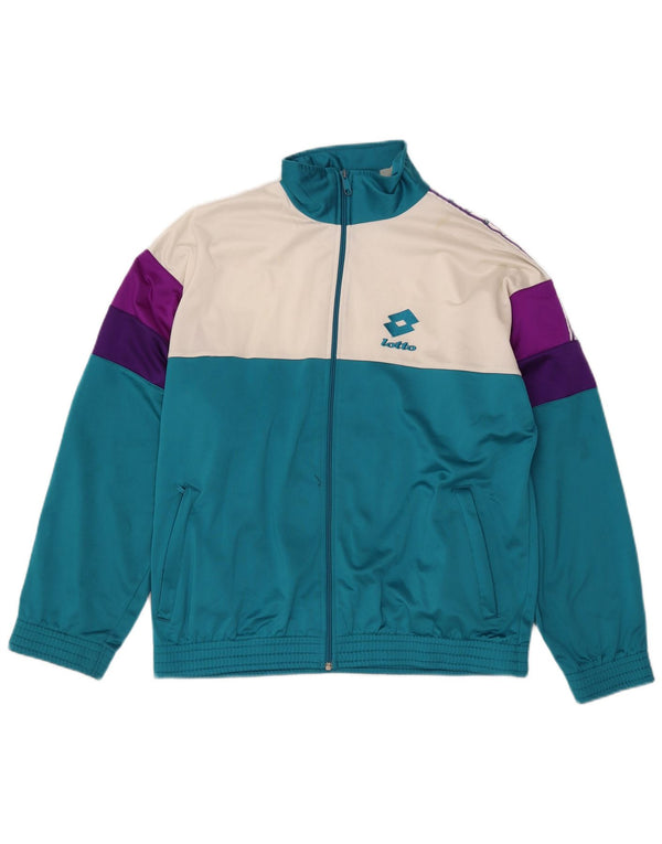 Męska kurtka dresowa LOTTO z grafiką, duża, niebieska, z blokami kolorów