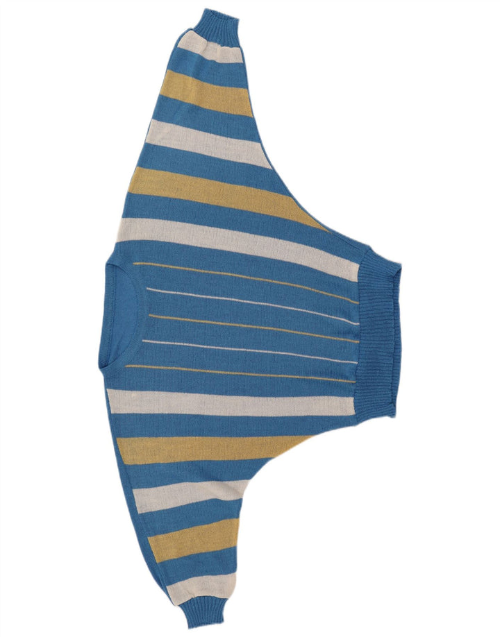 Damski sweter VINTAGE z dekoltem w kształcie łódki w kształcie nietoperza IT 40 w małe niebieskie paski