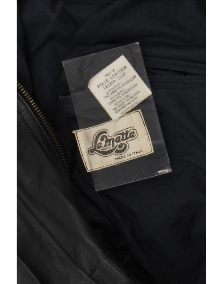 Męska kurtka skórzana Bomber La Matta UK 38, średnia granatowa skóra