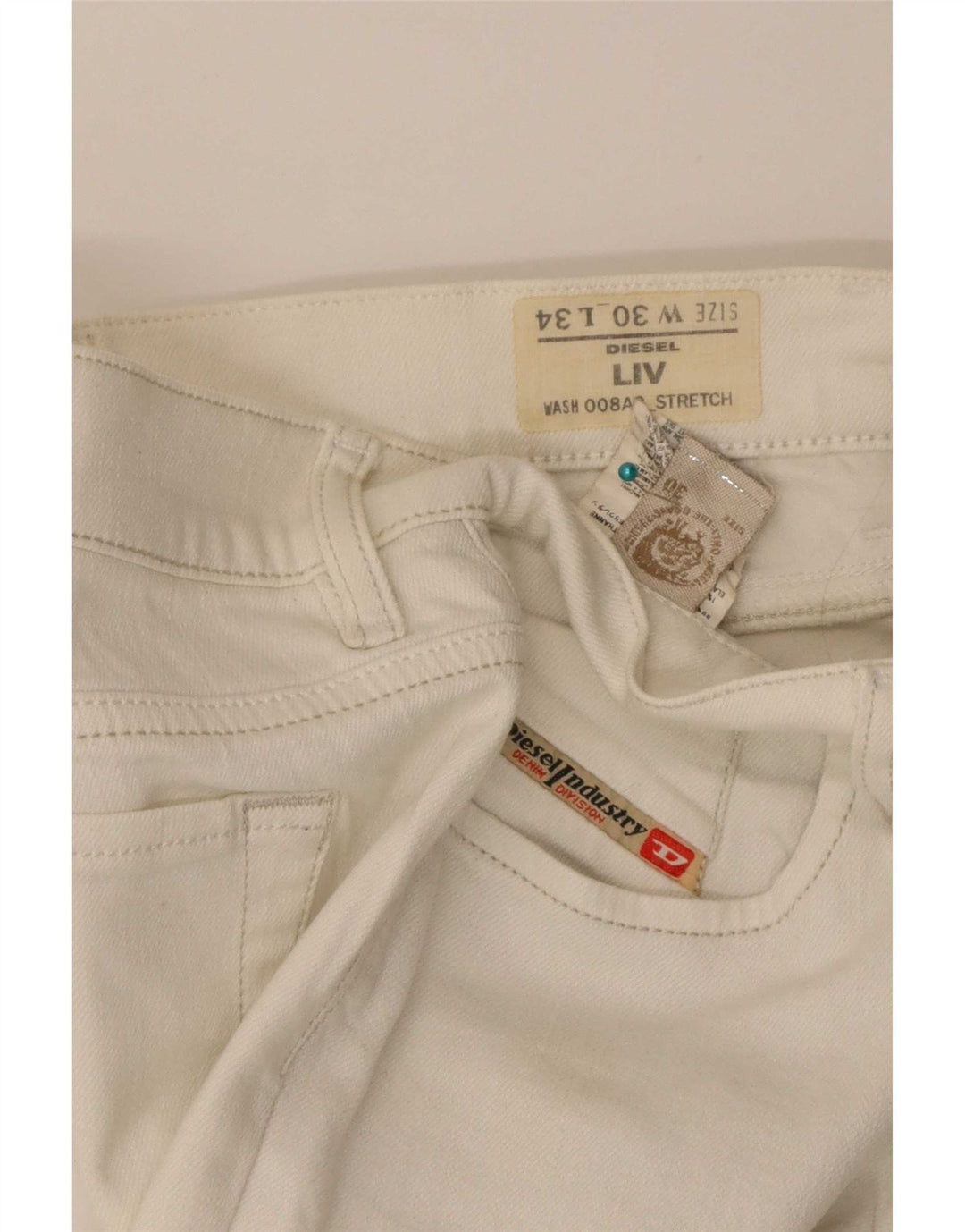 Damskie jeansy Diesel Liv Slim W30 L34 Biała bawełna