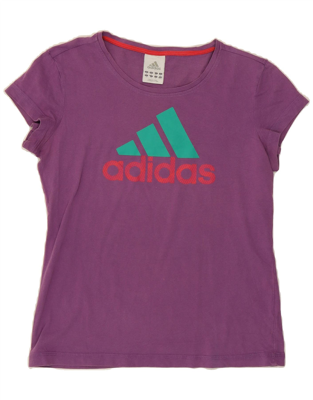 ADIDAS Womens Graphic T-Shirt Top UK 14 Medium Purple Vintage Adidas and Second-Hand Adidas from Messina Hembry 
