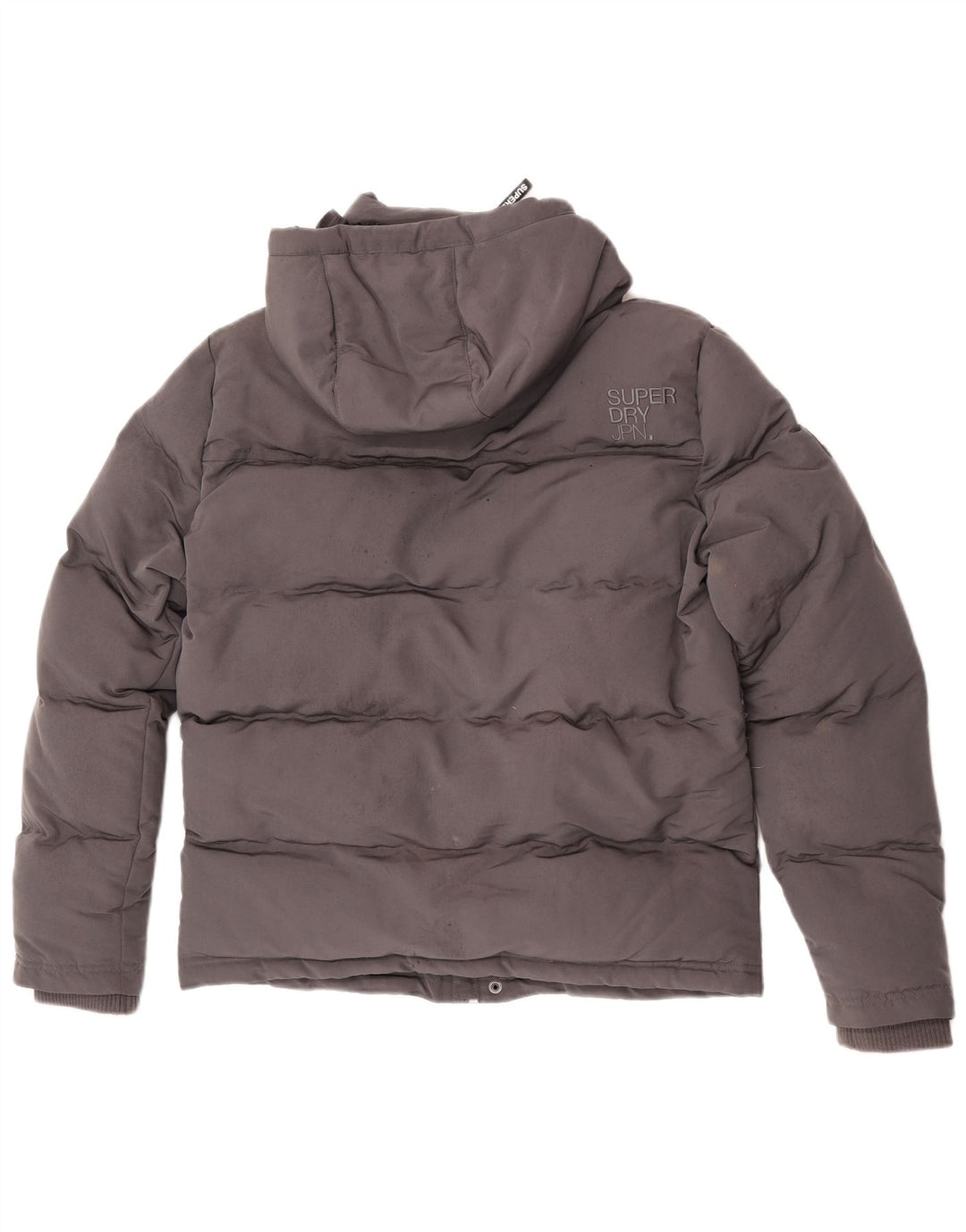 Męska wyściełana kurtka z kapturem i grafiką Superdry UK 36, mały, szary poliester
