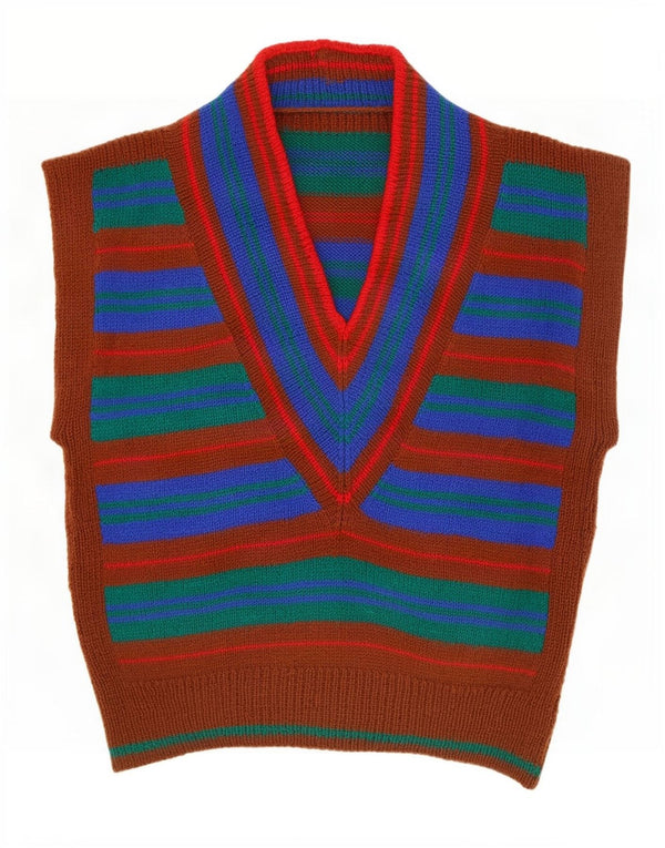Vintage damski podkoszulek z kamizelką UK 18 XL, wielokolorowe paski