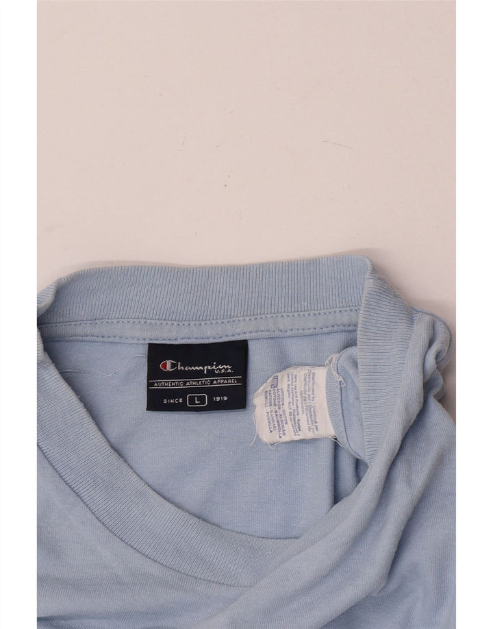 Męski T-shirt Champion z grafiką, duży, niebieski, bawełniany