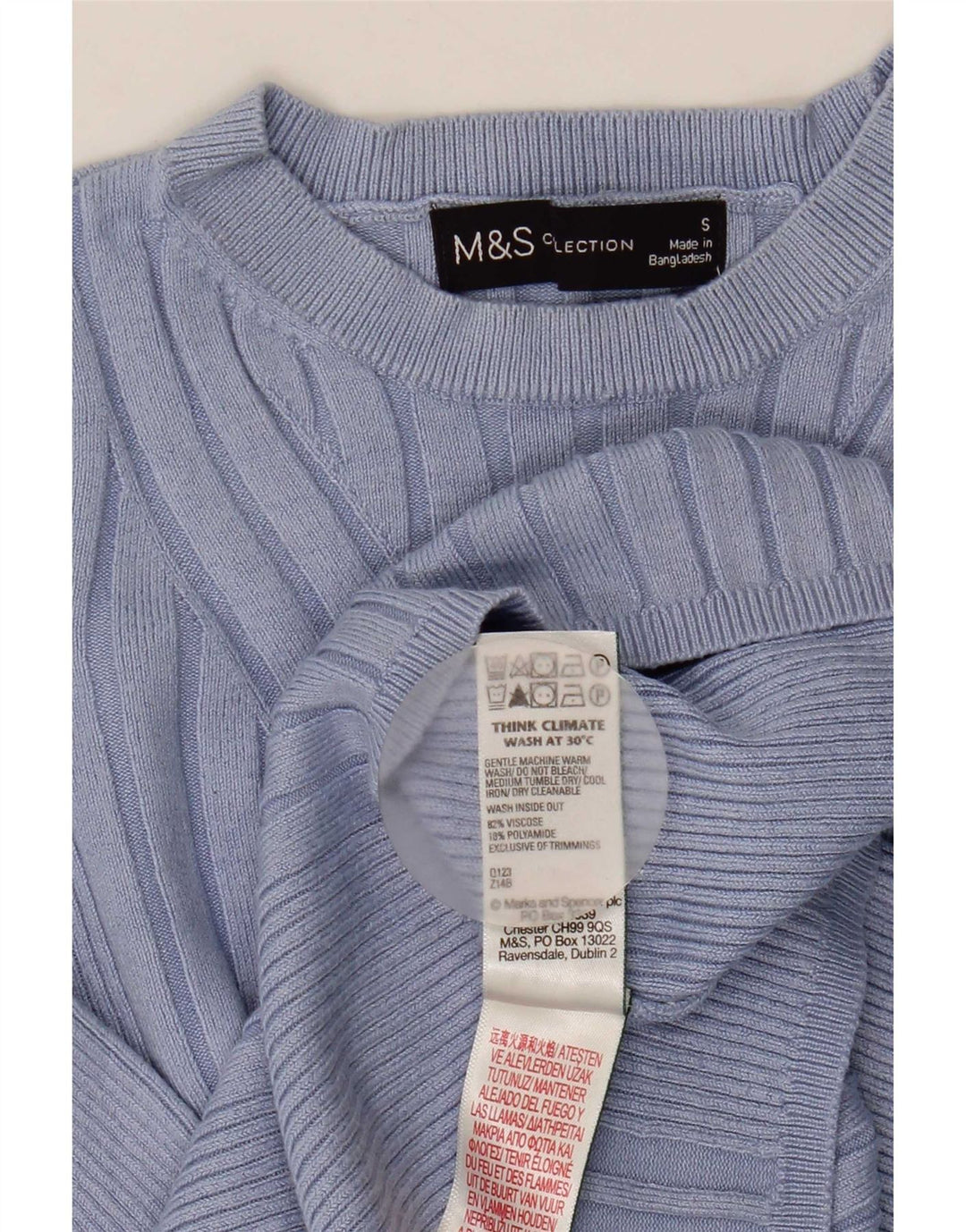 Sweter damski Marks & Spencer z okrągłym dekoltem, UK 8, mały niebieski