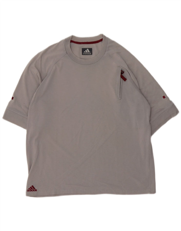 Adidas Męski T-shirt Top Duży Szary Bawełniany