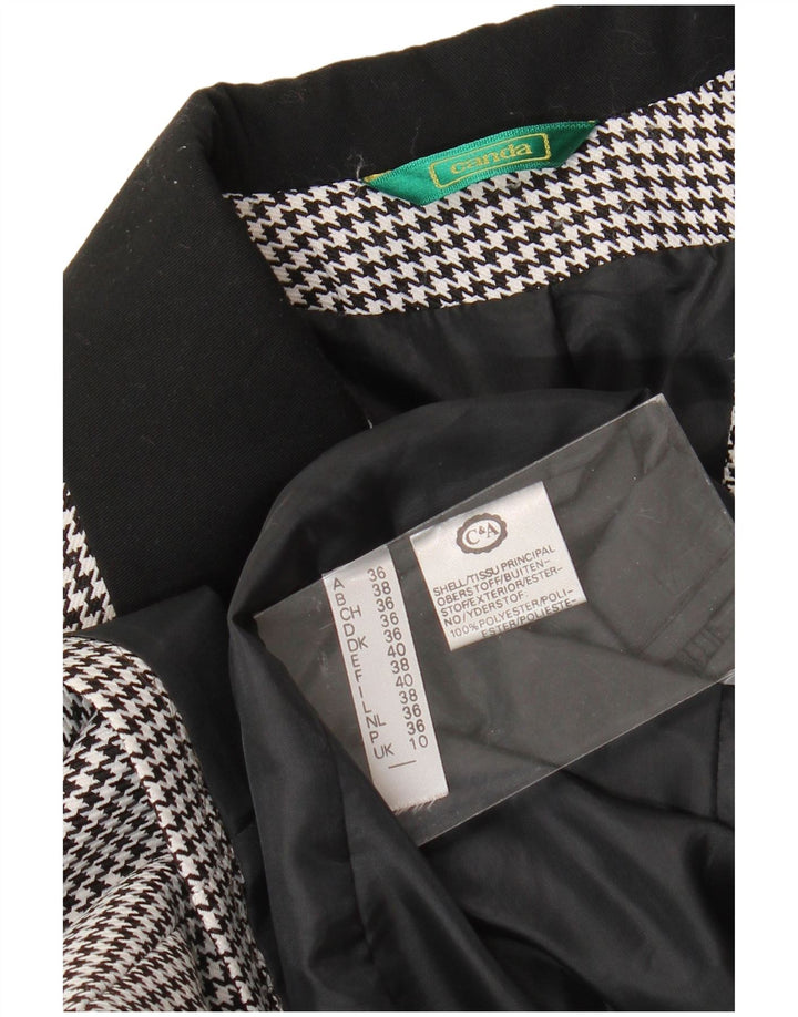 Damska marynarka Canda zapinana na 3 guziki UK 10, mała, czarna pepitka, poliester