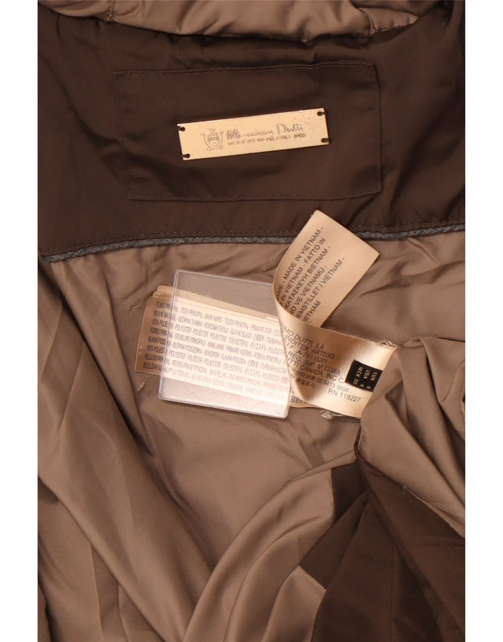 MASSIMO DUTTI Damski ocieplany płaszcz z kapturem UK 10, mały, brązowy poliester