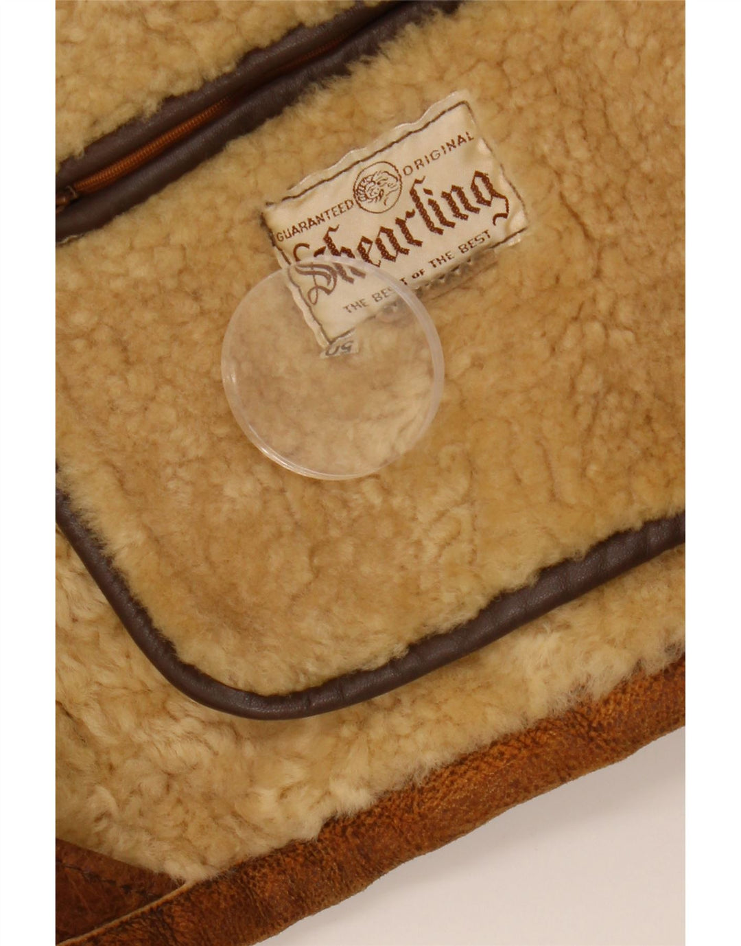 Męska kurtka shearling z kapturem VINTAGE IT 50, duża, brązowa