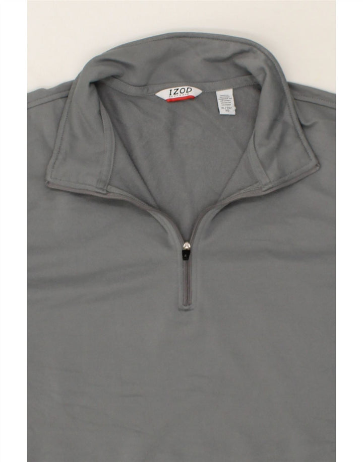 IZOD Mens Zip Neck Sweatshirt Jumper XL Grey Polyester Vintage Izod and Second-Hand Izod from Messina Hembry 