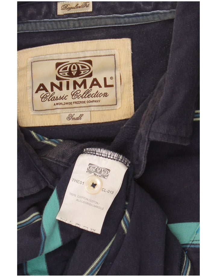 Męska koszulka polo Animal o regularnym kroju, mała, bawełniana w granatowe paski