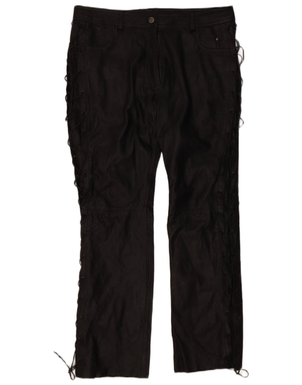 Proste skórzane spodnie damskie HIGHWAY 1 EU 46 XL W38 L32 Czarna skóra