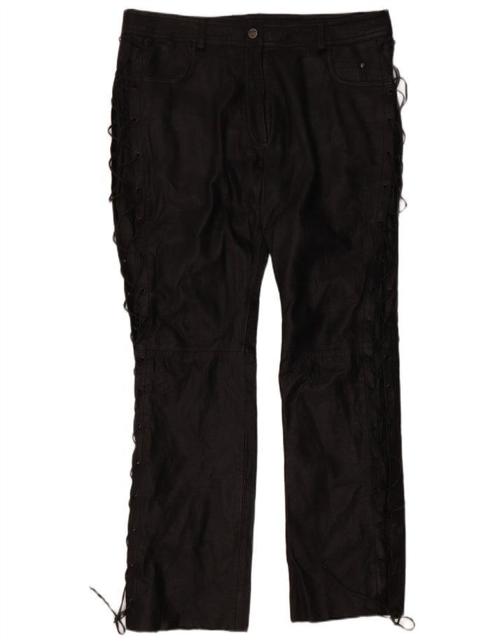 Proste skórzane spodnie damskie HIGHWAY 1 EU 46 XL W38 L32 Czarna skóra