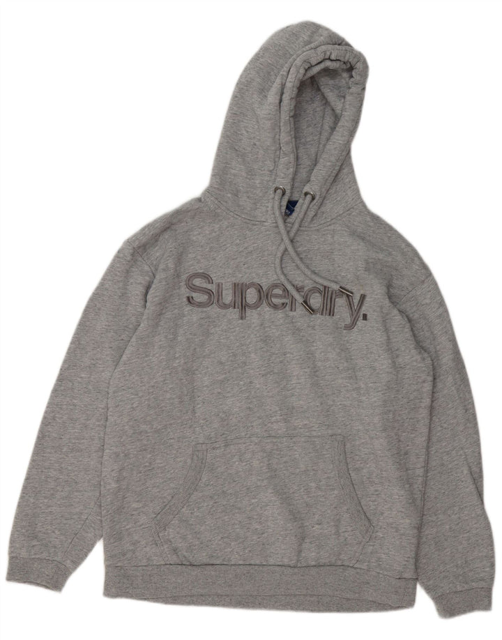 Męski sweter z kapturem Superdry z grafiką, średnioszary, bawełniany w cętki
