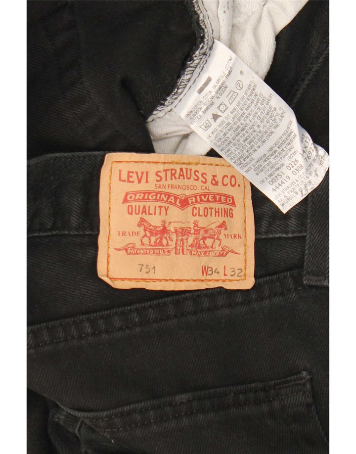 Męskie dżinsy Levi's 751 Straight W34 L32 Czarna bawełna