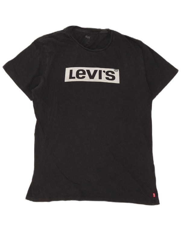 Męska koszulka z grafiką Levi's Top, średnia czarna bawełna