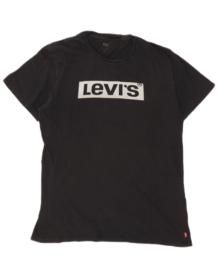 Męska koszulka z grafiką Levi's Top, średnia czarna bawełna