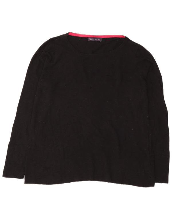 Marks & Spencer Damski sweter z dekoltem w łódkę, UK 16, duży, czarny, bawełniany