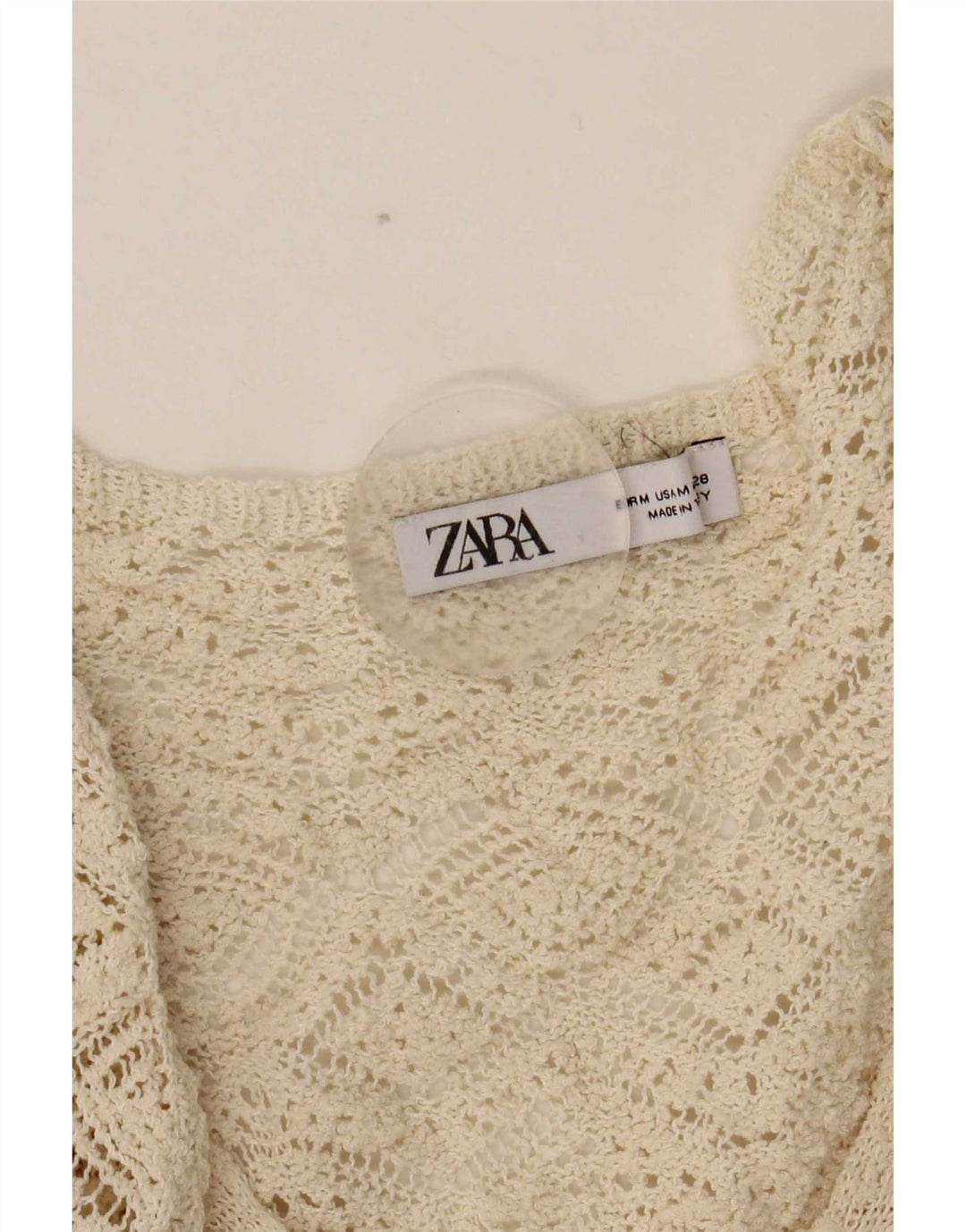 Damska sukienka sweterkowa z rękawem 3/4 Zara UK 12 Średni biały poliester