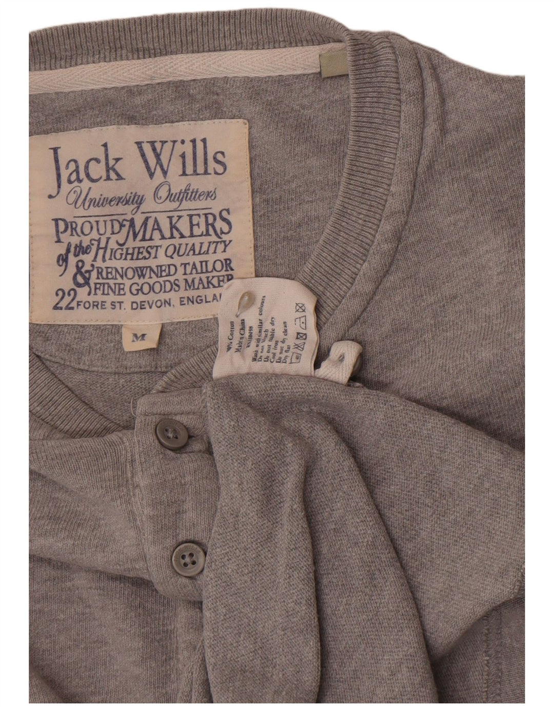Jack Wills Męski top z długim rękawem, średnioszary, bawełniany
