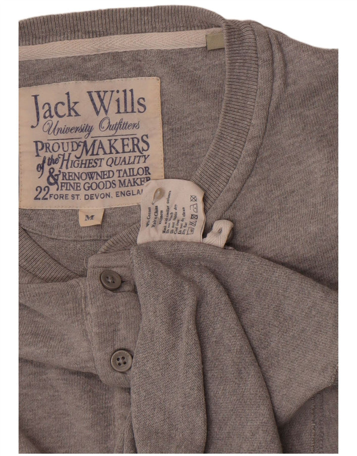 Jack Wills Męski top z długim rękawem, średnioszary, bawełniany
