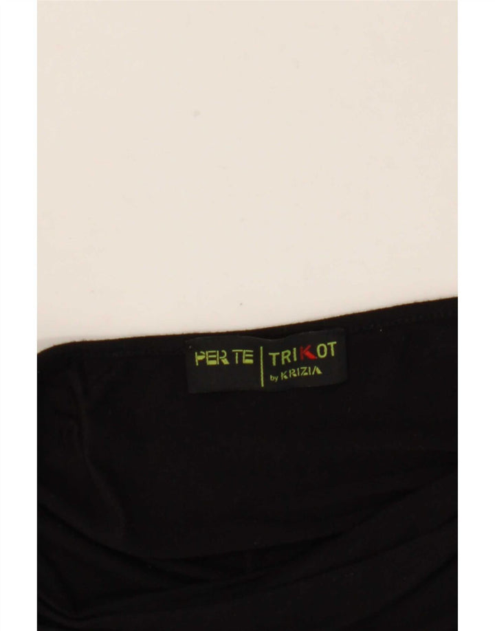 Damski top Perte by Krizia z abstrakcyjnym wzorem, z długim rękawem, UK 18 XL, czarny