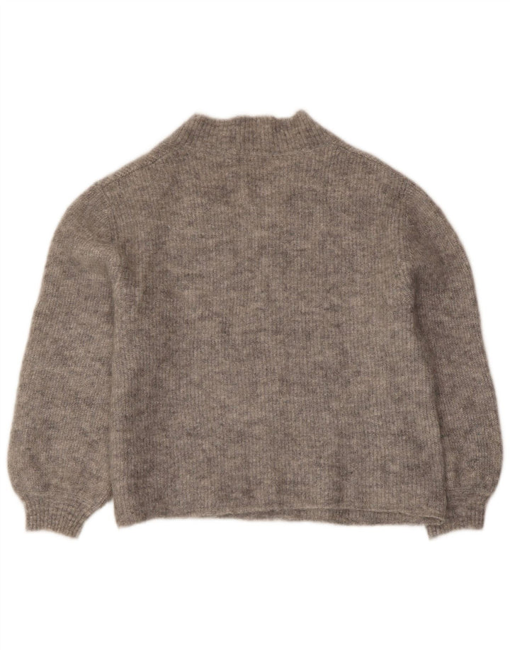 Damski sweter ZARA z dekoltem w kształcie litery V, UK 14, średni szary, nakrapiany