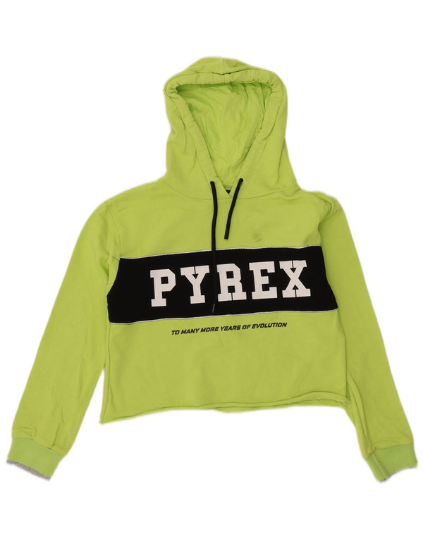 Damska bluza z kapturem Pyrex Crop Graphic UK 14 w kolorze średniej zieleni