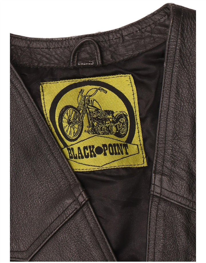 Vintage męska kamizelka skórzana w stylu western, mała czarna