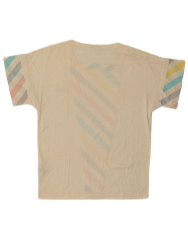 T-shirt damski Ellesse Top UK 12 Średni, złamanej bieli, bawełniany w paski