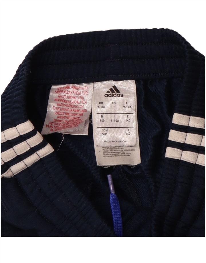 ADIDAS Boys Tracksuit Trousers Joggers 9-10 Years  Navy Blue Polyester