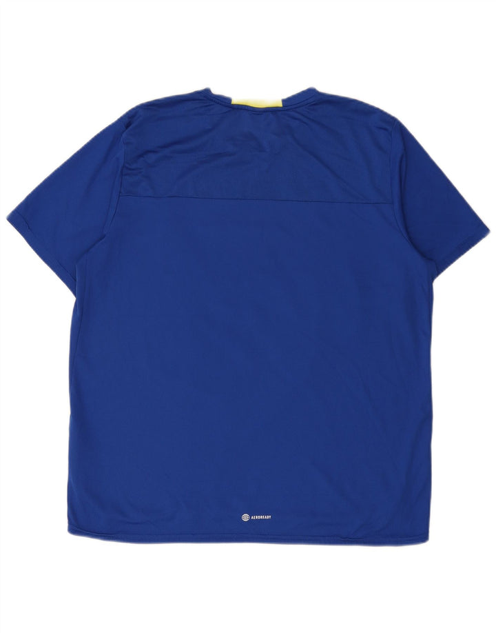 Męska koszulka Adidas Aeroready z grafiką, duża, niebieska, poliestrowa