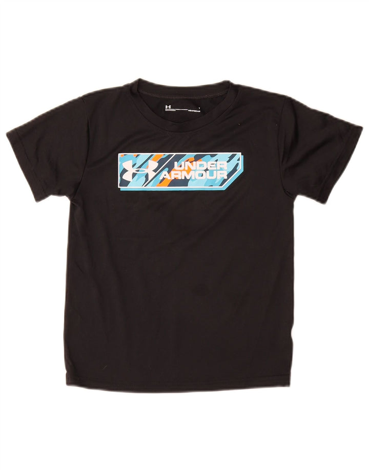 Chłopięcy T-shirt z grafiką UNDER ARMOUR Heat Gear w wieku 6-7 lat, czarny