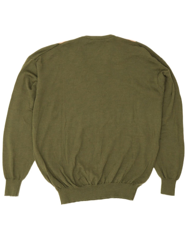 Sweter męski Novelli z dekoltem w szpic IT 58 2XL Khaki Argyle/Diament