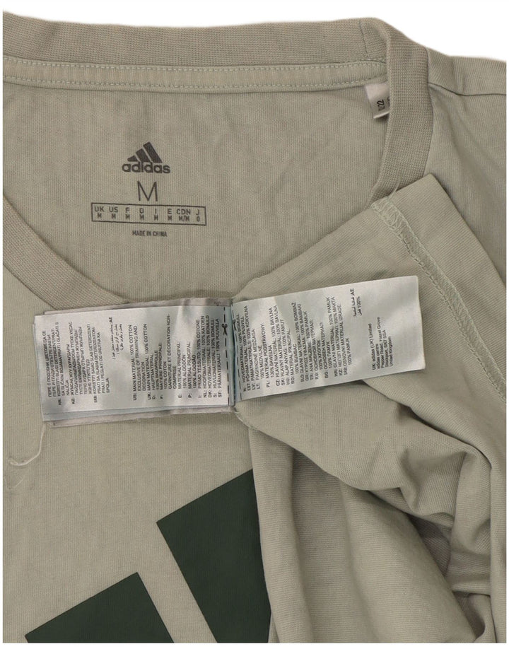 Męska koszulka z grafiką Adidas, średnia, bawełniana khaki