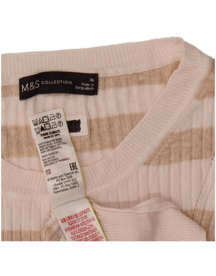 MARKS & SPENCER Damski sweter z okrągłym dekoltem, UK 16, duży, beżowy