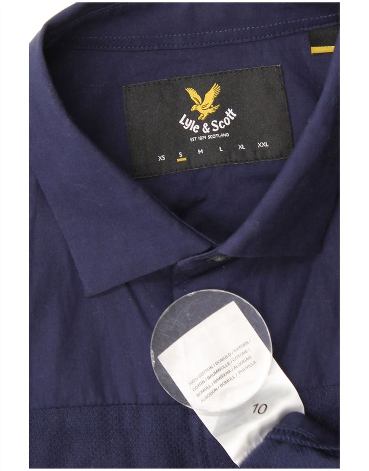 Lyle & Scott Męska koszula z krótkim rękawem, mała, granatowa, bawełniana