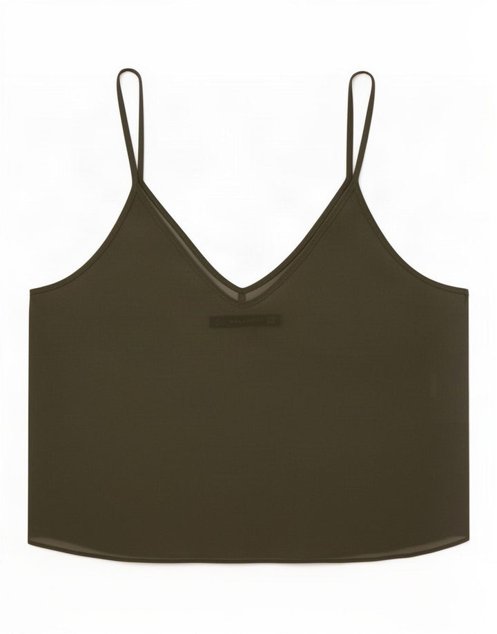 Damski, prześwitujący top Zara UK 12, średni khaki