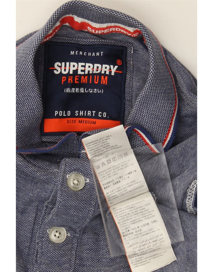 Męska koszulka polo Superdry, bawełniana, w kolorze średniego niebieskiego w cętki