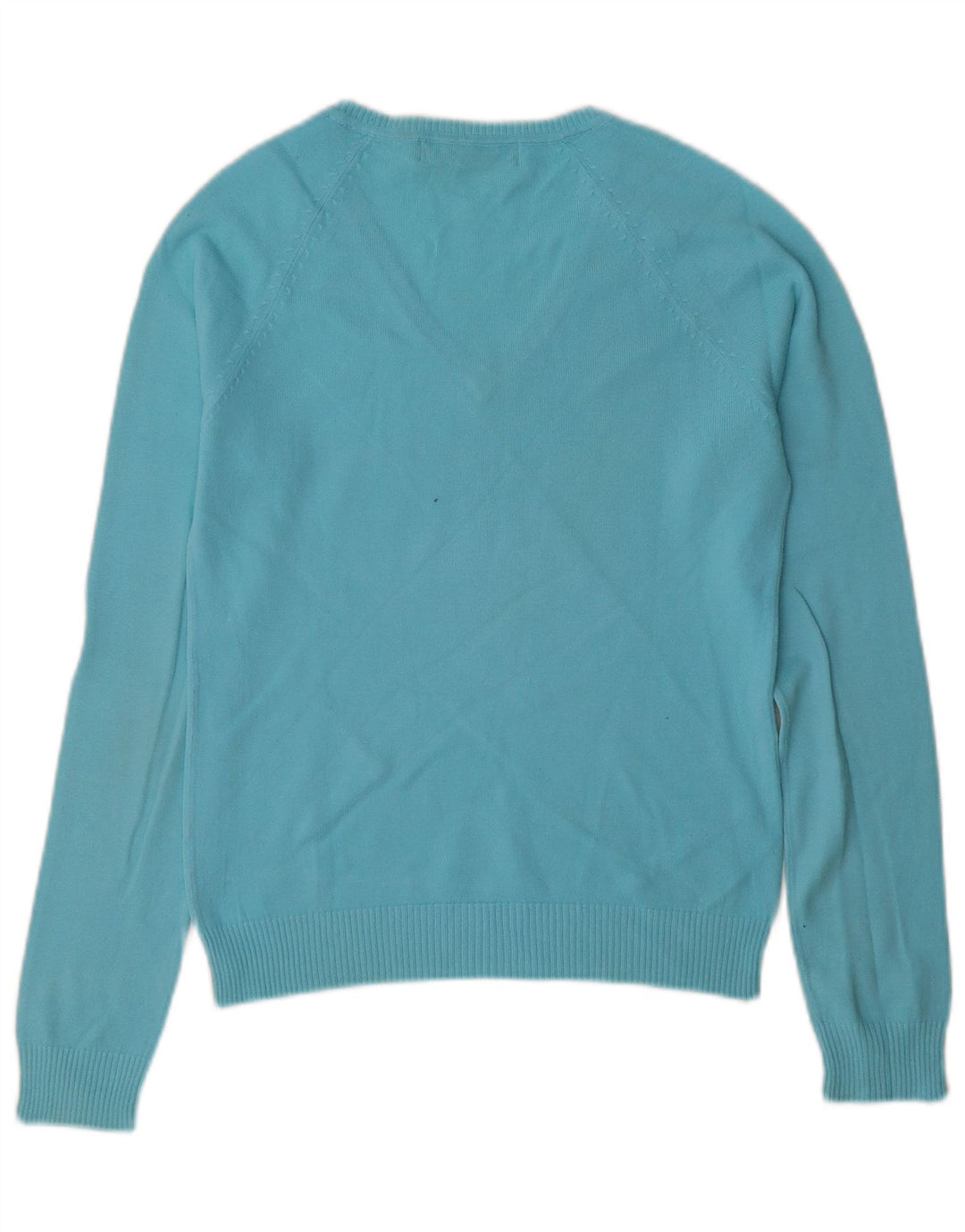 Sweter damski Zara z dekoltem w kształcie litery V, UK 12, średni niebieski, bawełniany
