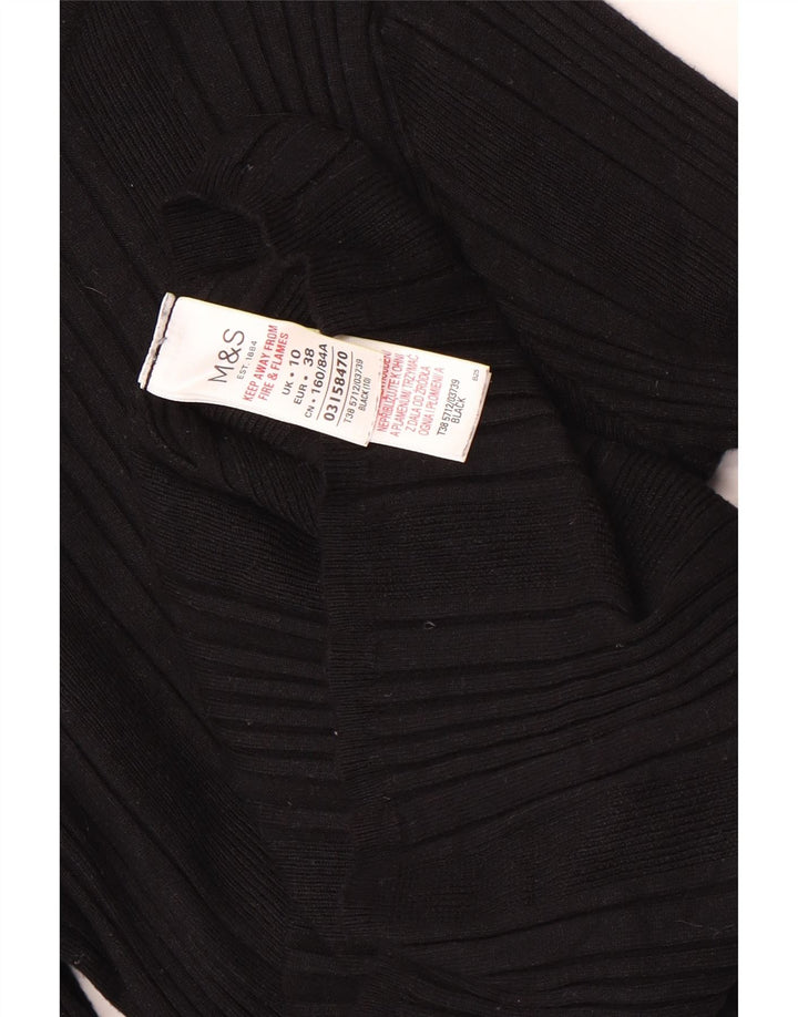 Marks & Spencer Damski top z długim rękawem UK 10 Small, czarna wiskoza