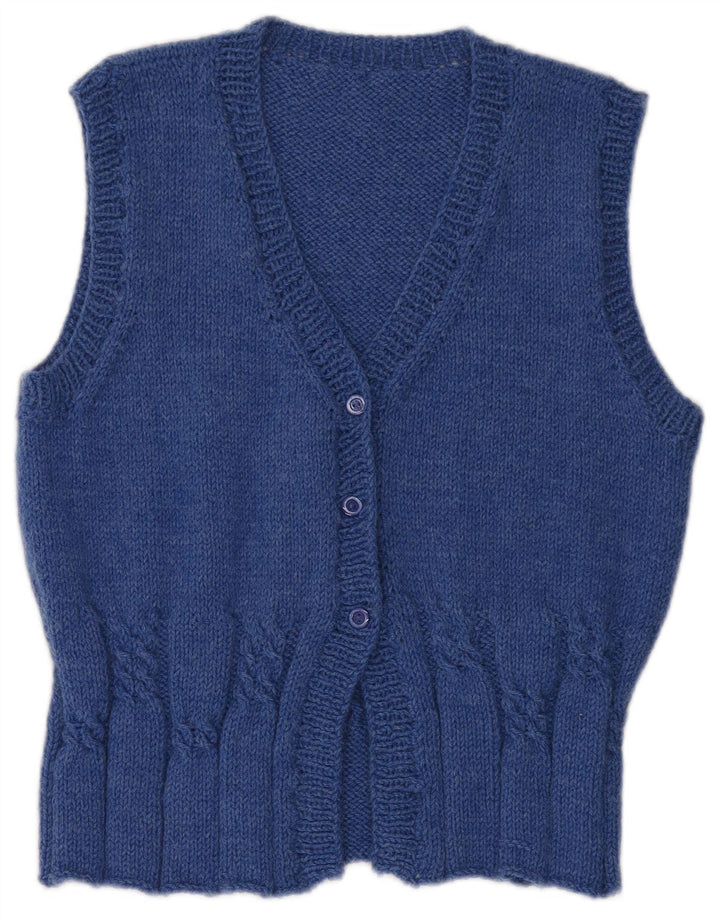 Vintage damski sweter bez rękawów, UK 14, średni niebieski